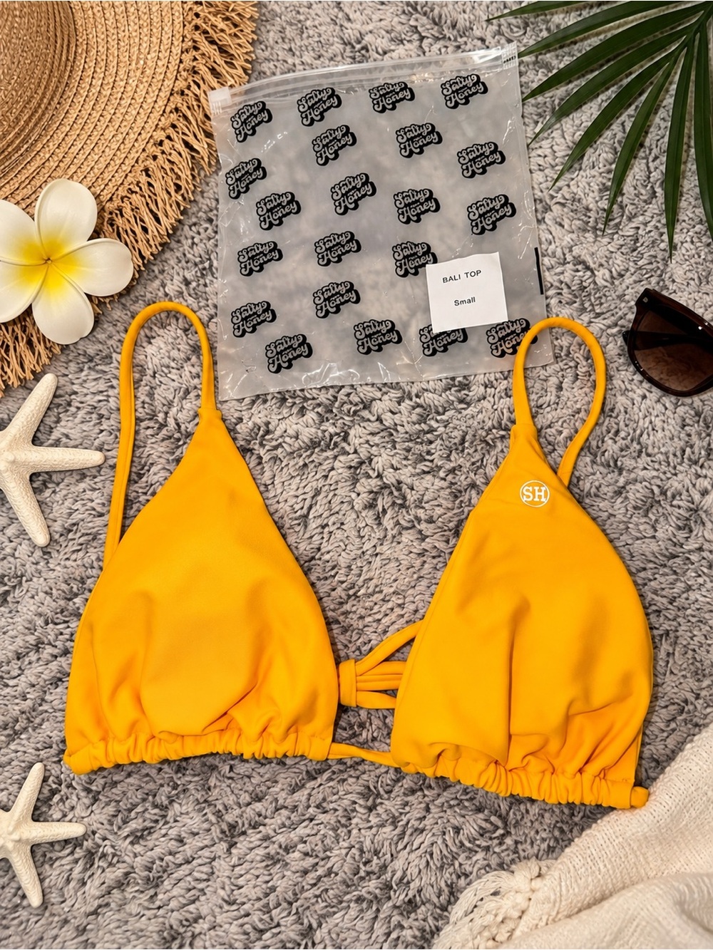 Salty Honey Bali Bikini Top Small Golden Yellow Padded NWT